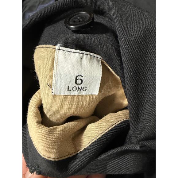 Vintage Burberrys Wool Trench Coat NovaCheck Liner Black Size 6 Long - Picture 4 of 16